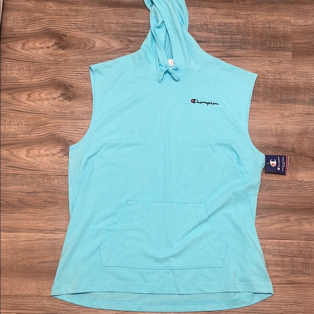 Champion Light Blue Sleeveless Hoodie